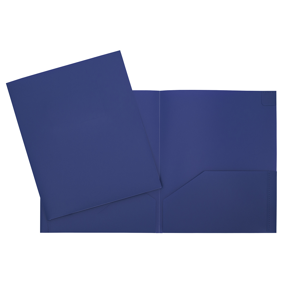 Duo-tang avec pochettes en plastique rigide bleu