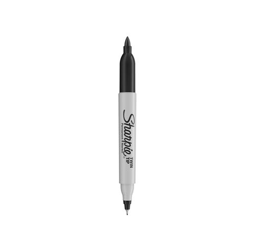 SHARPIE Twin Tip 2 marqueurs permanents Noir Pointe Fine and Ultra fine sous blister